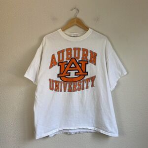 Vintage 90s Auburn University T-Shirt Mens XL White Good Graphic NCAA SEC Tee